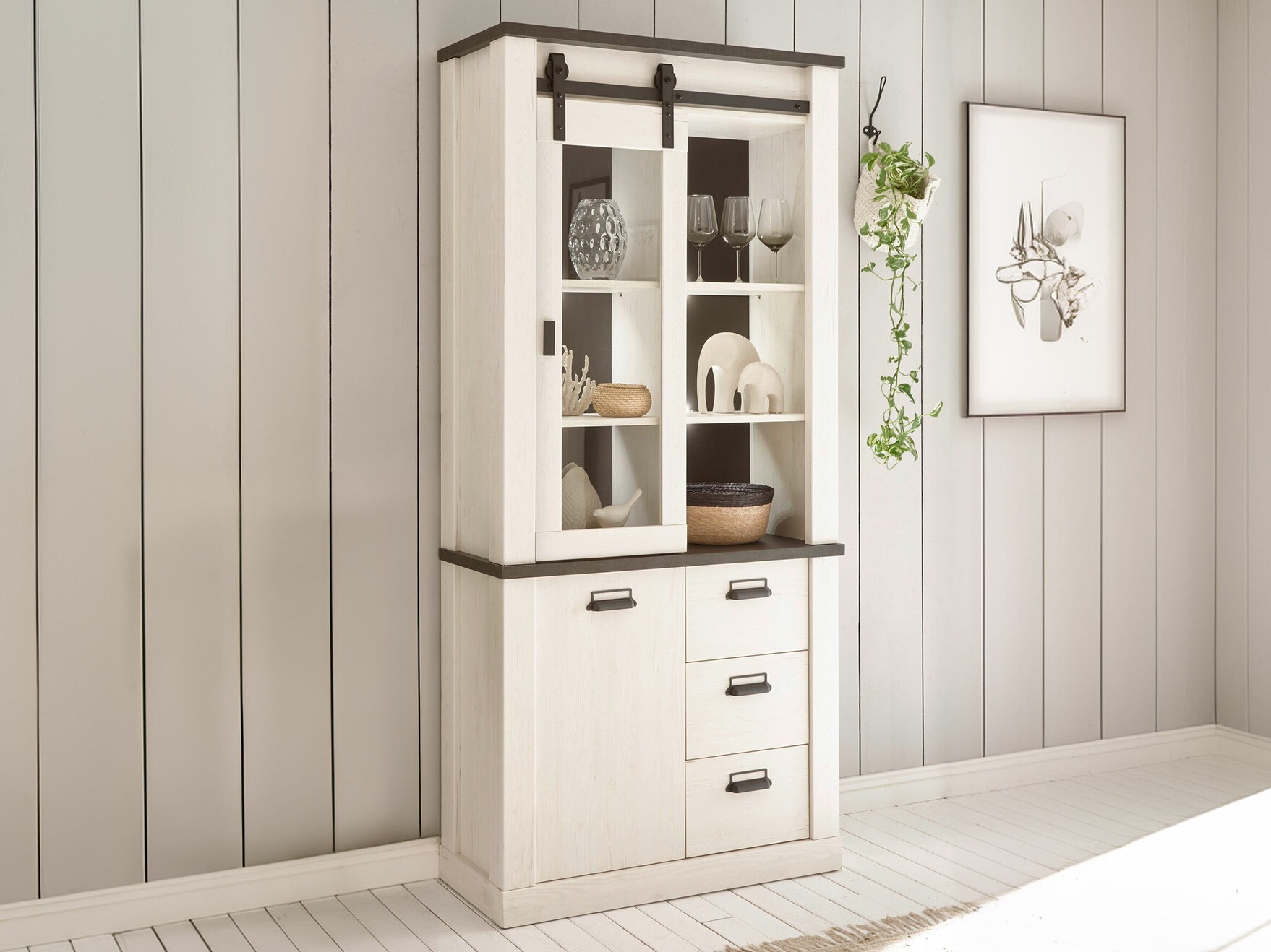 Polica Cirtale 114 (Izbijeljeni bor + Antrahite)