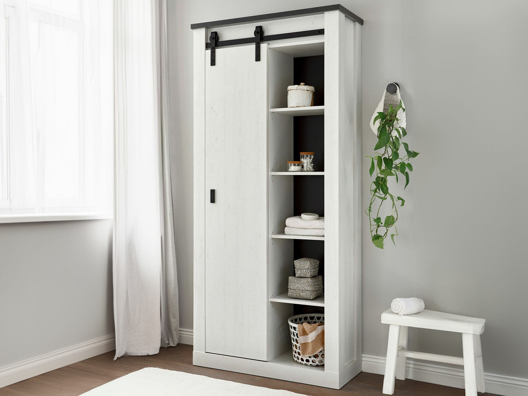 Polica Cirtale 122 (Izbijeljeni bor + Antracit)