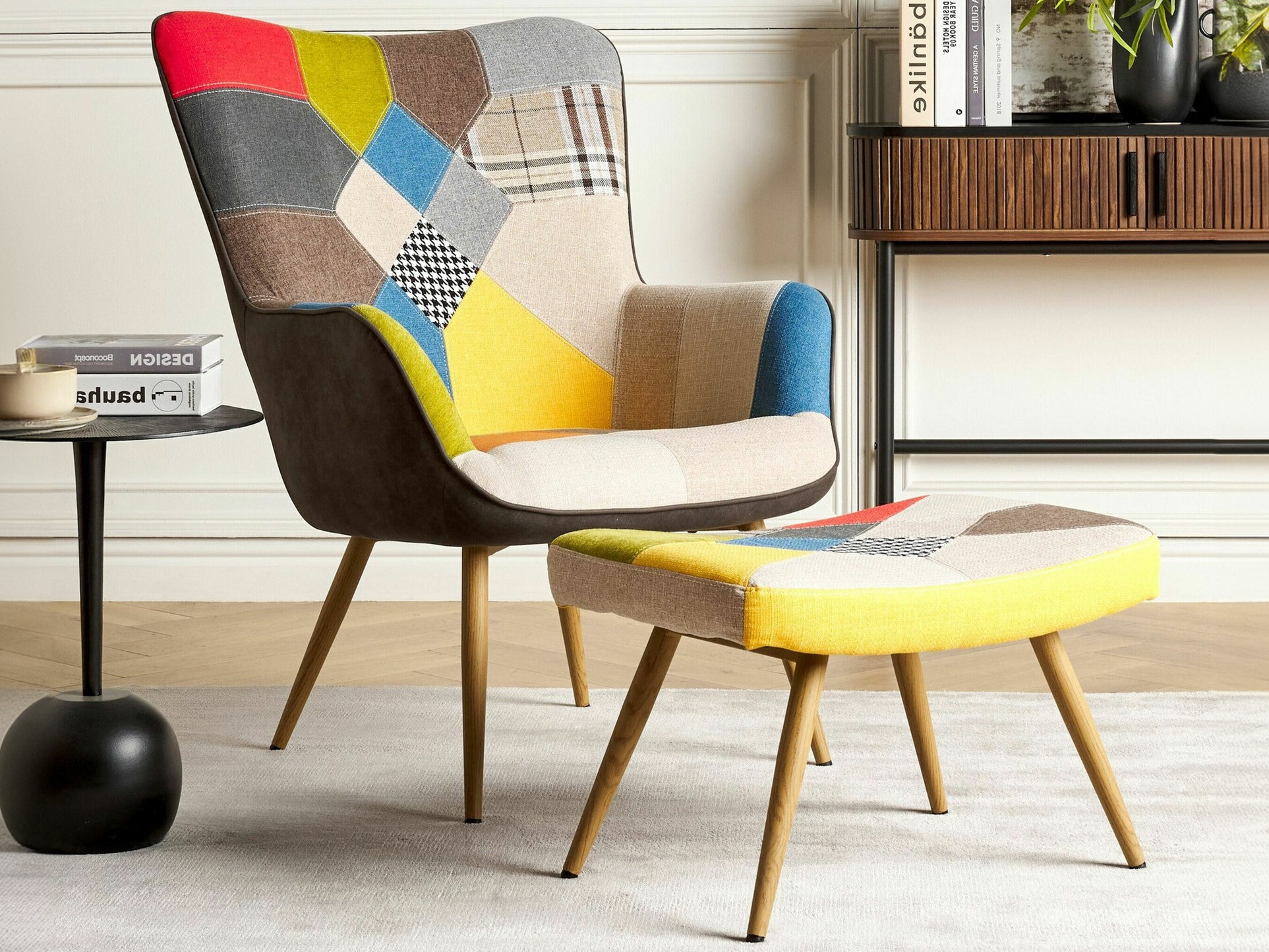 Fotelja Berwyn 2048 (Crna + Plava + Žuta)