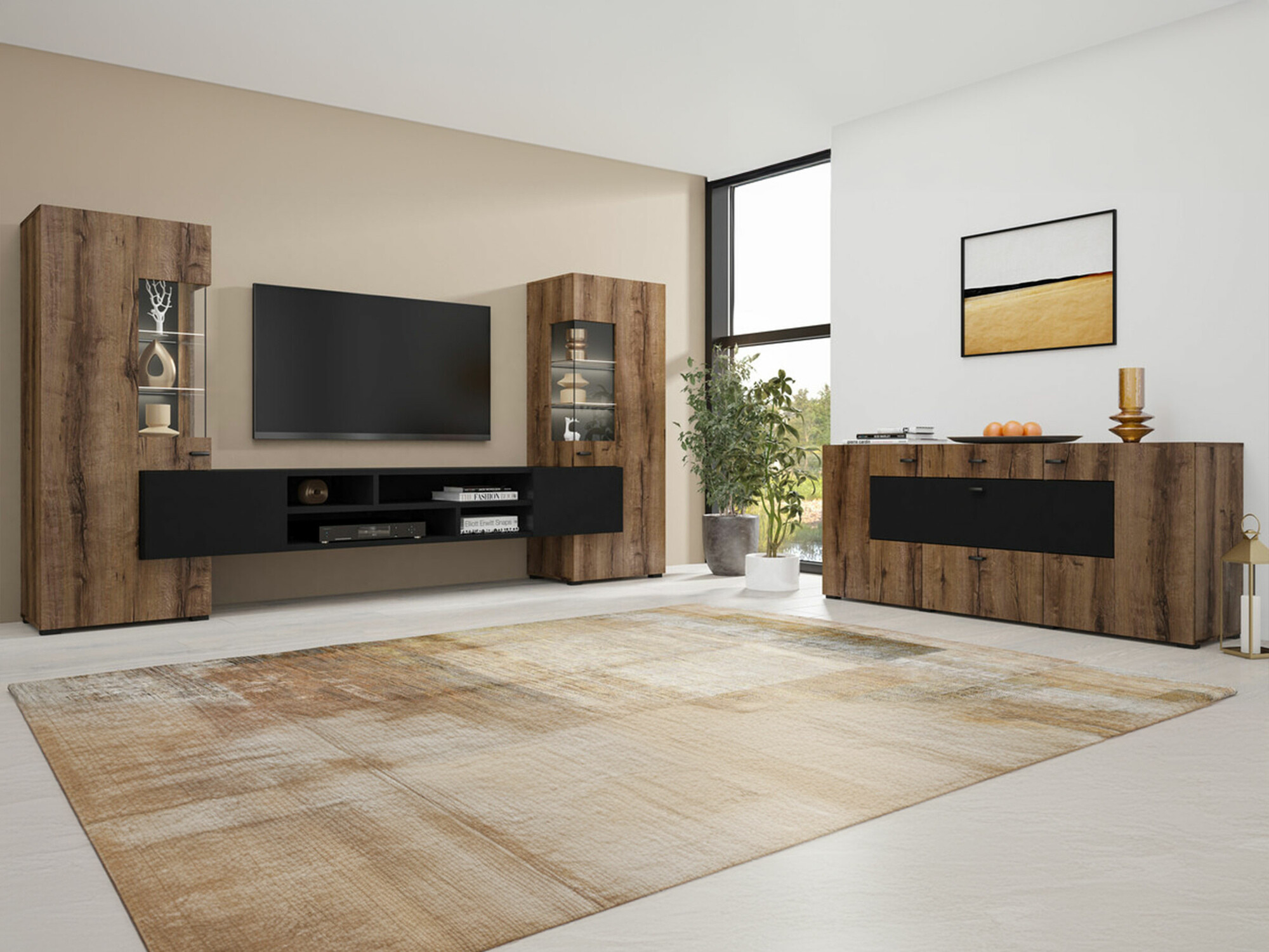 Dnevni boravak Mondalo 105 (Monastery hrast + Mat crna)