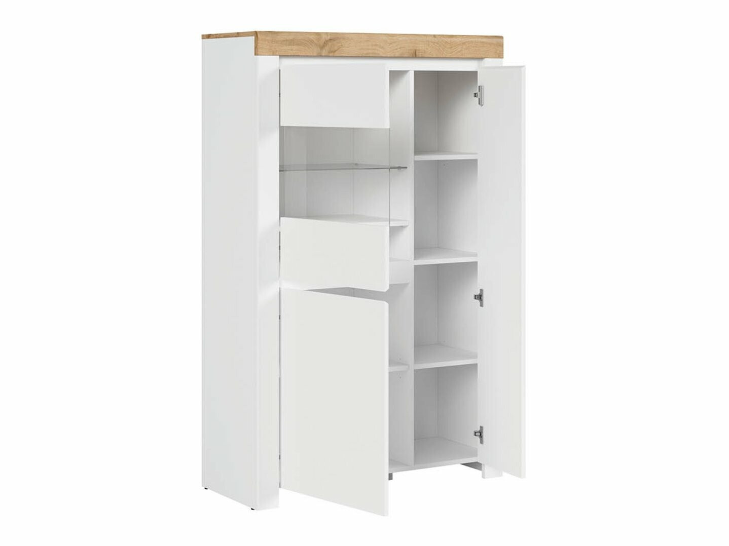 Polica Sonsoru 105 (Bijela + Sjajno bijela + Hrast Wotan)