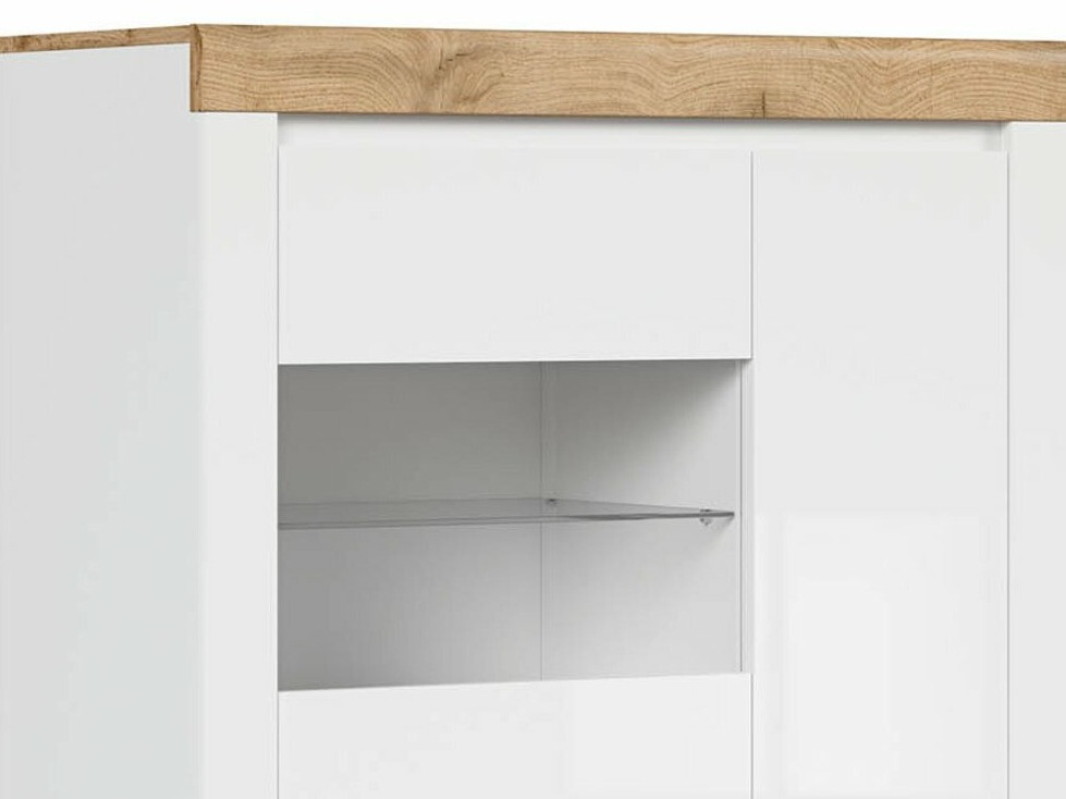 Polica Sonsoru 105 (Bijela + Sjajno bijela + Hrast Wotan)