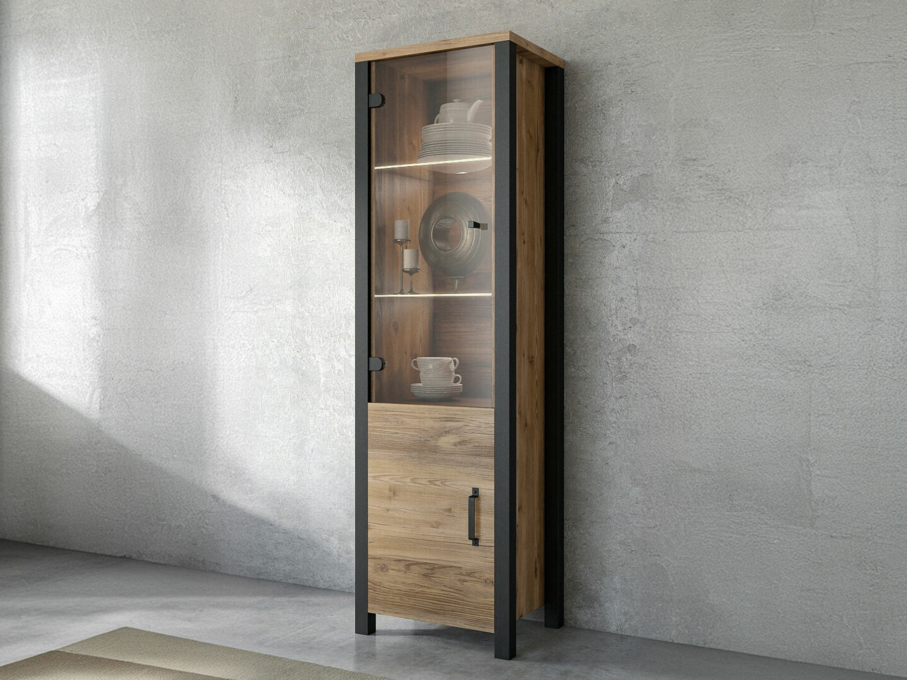 Polica Tornua 101 (Tamna smreka + Mat crna)