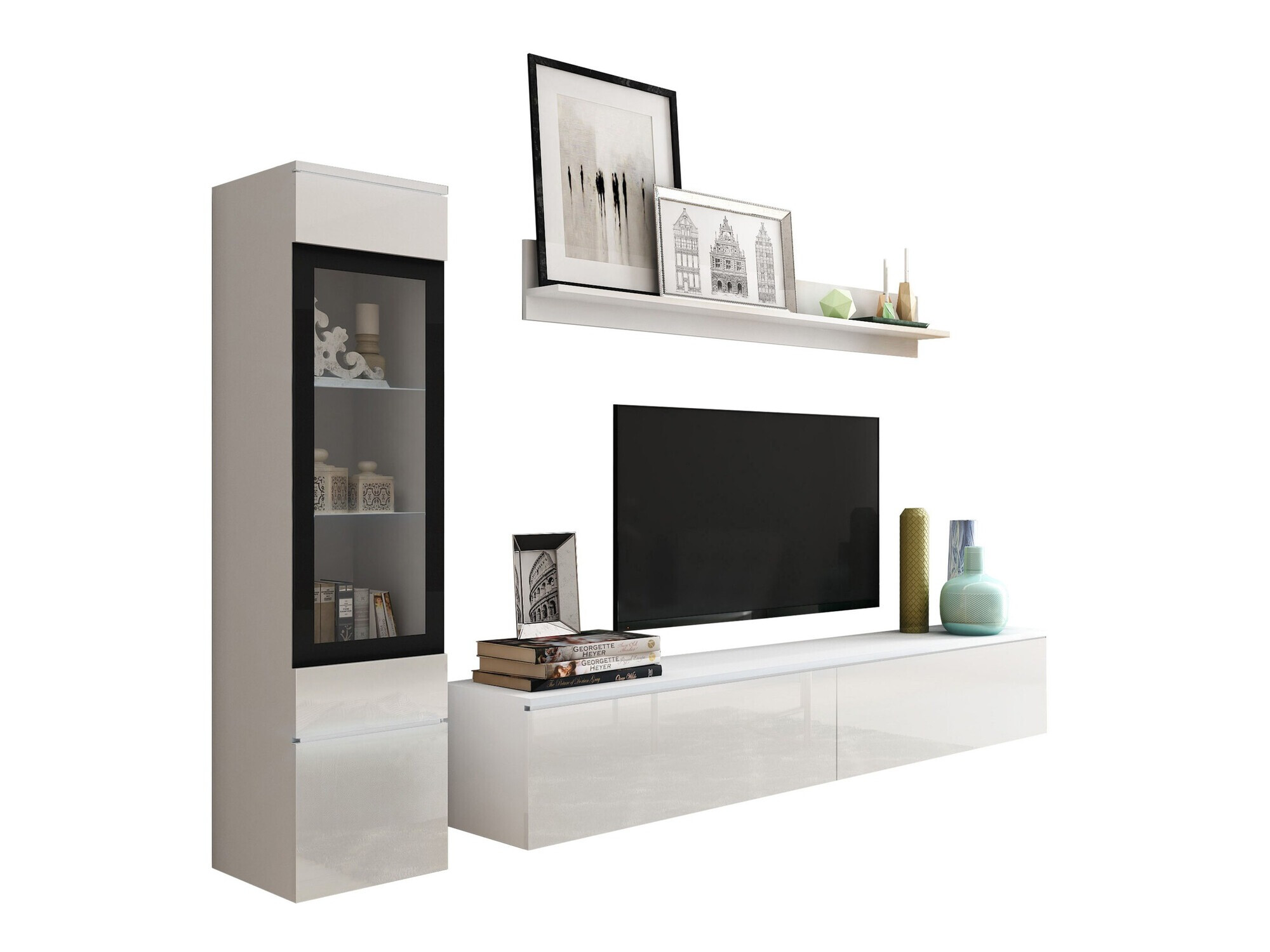 Set za dnevni boravak Sarasota 125 (Bijela + Sjajno bijela)