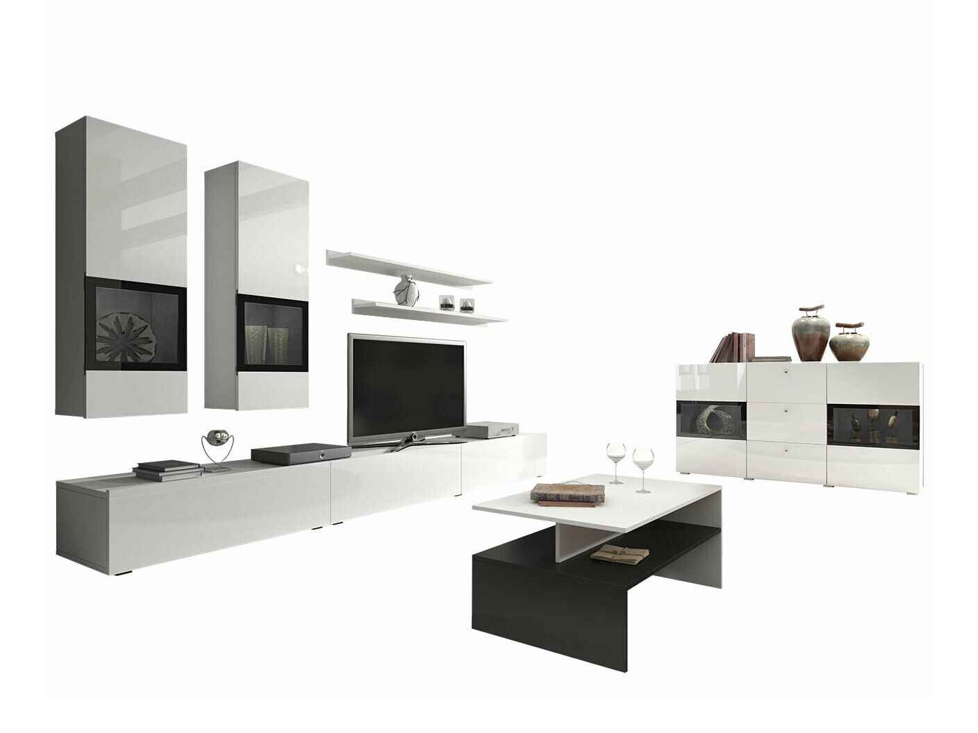 Set za dnevni boravak Serodeu 104 (Bijela + Sjajno bijela)