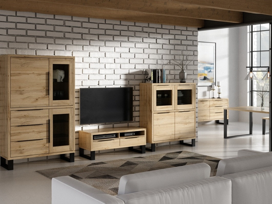 Polica Avicavu 104 (Hrast Wotan + Crna)