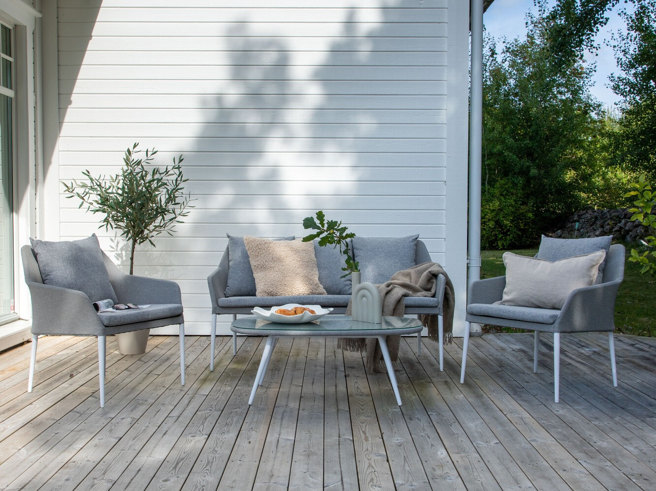 Set vrtnog namještaja Dallas 3116 (Svijetlo siva + Bijela)