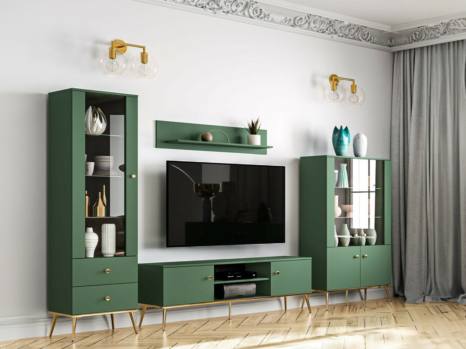 Set za dnevni boravak Flonovu 110 (Tamnozelena + Zlatna)