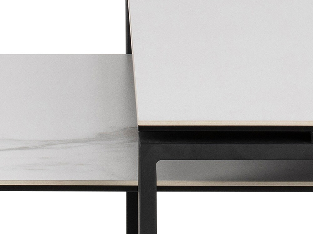 Set stolića za kavu Norsica 421 (Bijeli mramor + Crna)