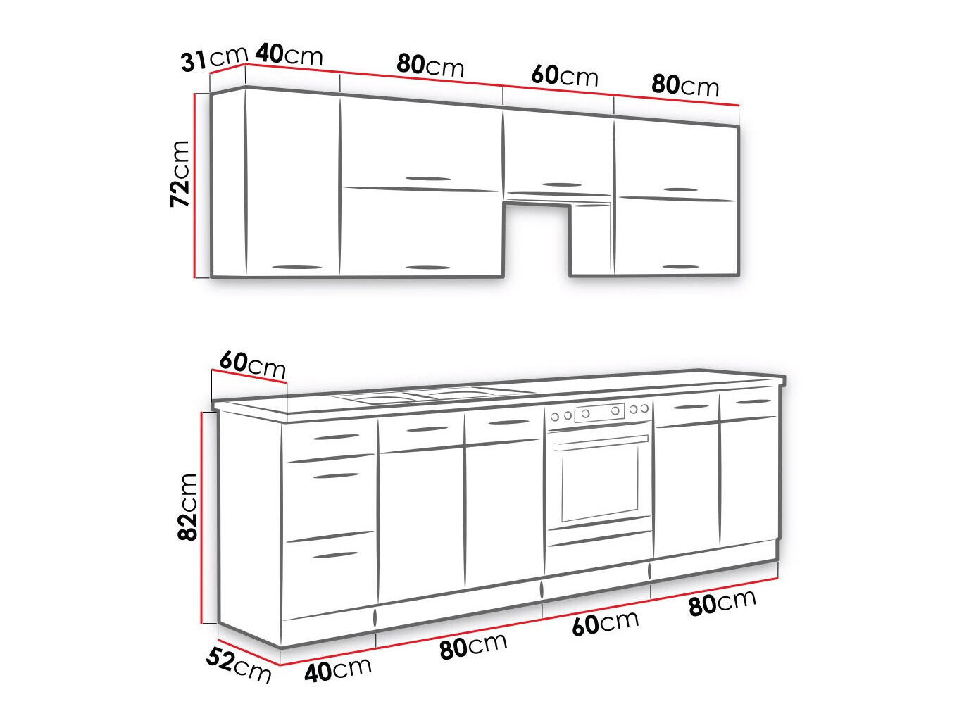 Modularan kuhinjski set Wood Grey 135