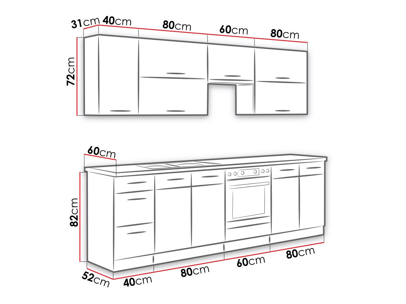 Modularan kuhinjski set Wood Grey 135