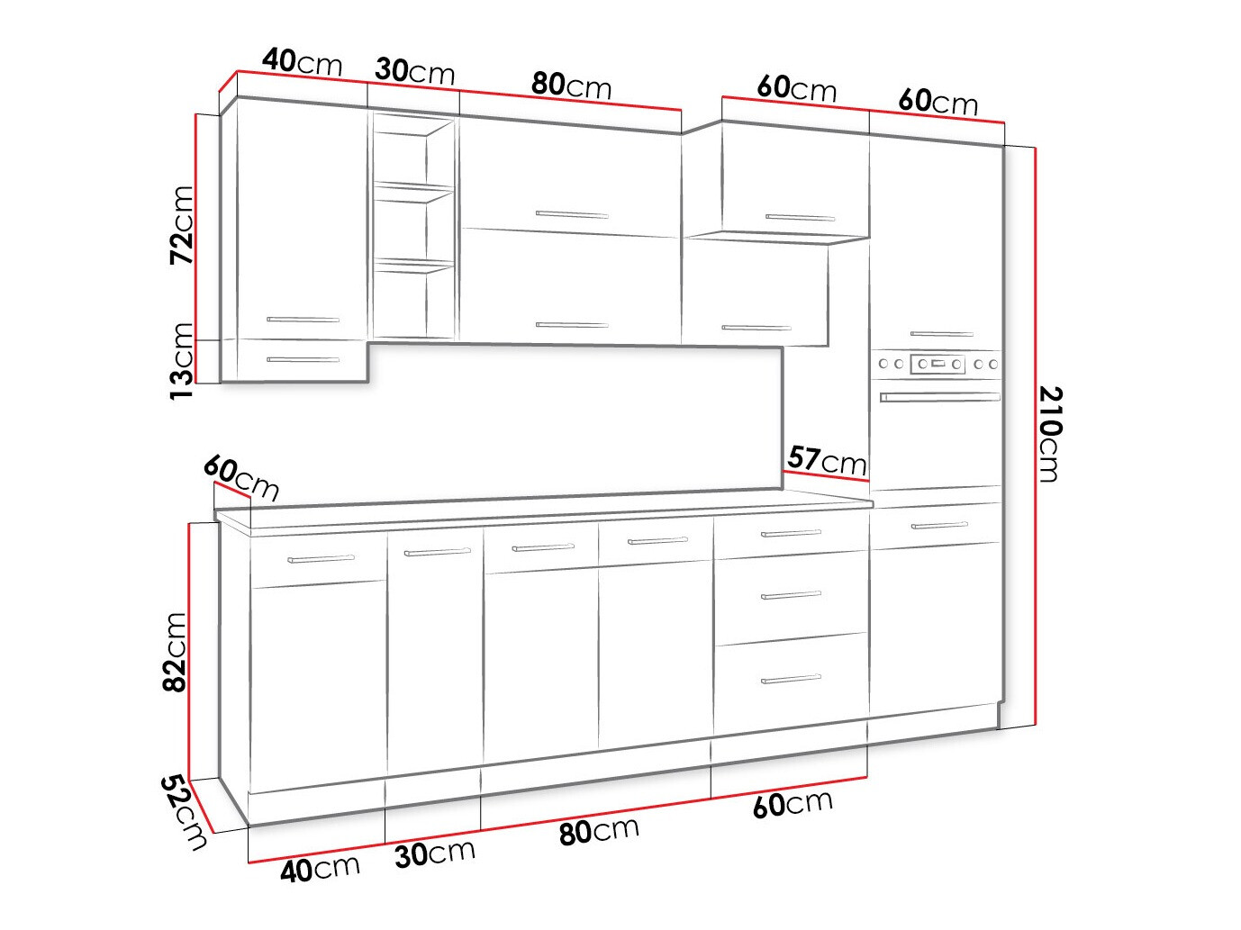 Modularan kuhinjski set Wood Grey 136