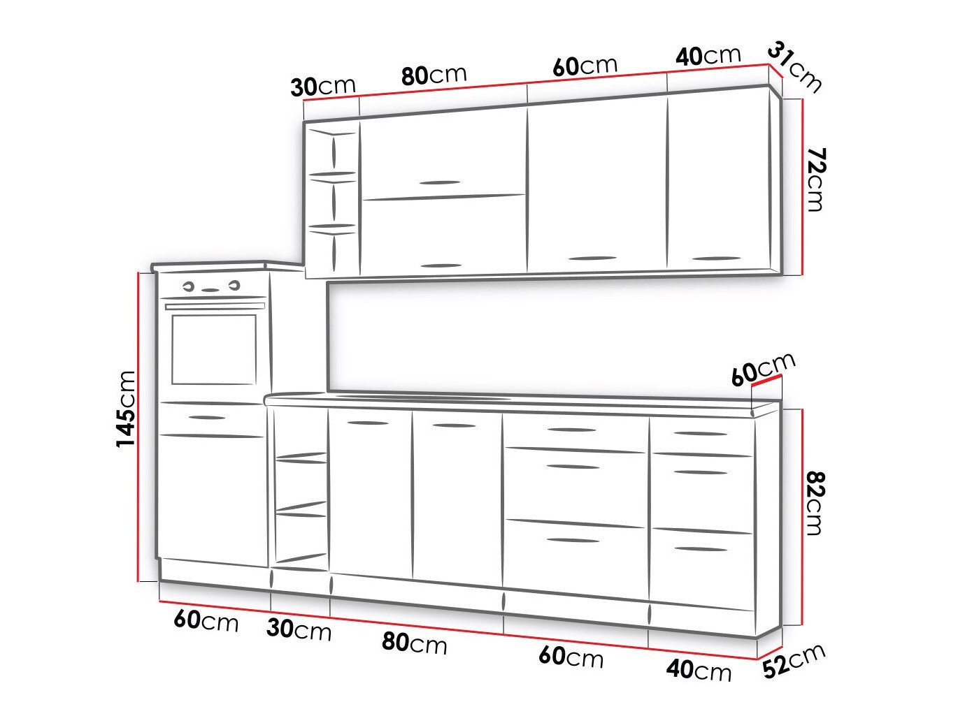 Modularan kuhinjski set Wood Grey 137