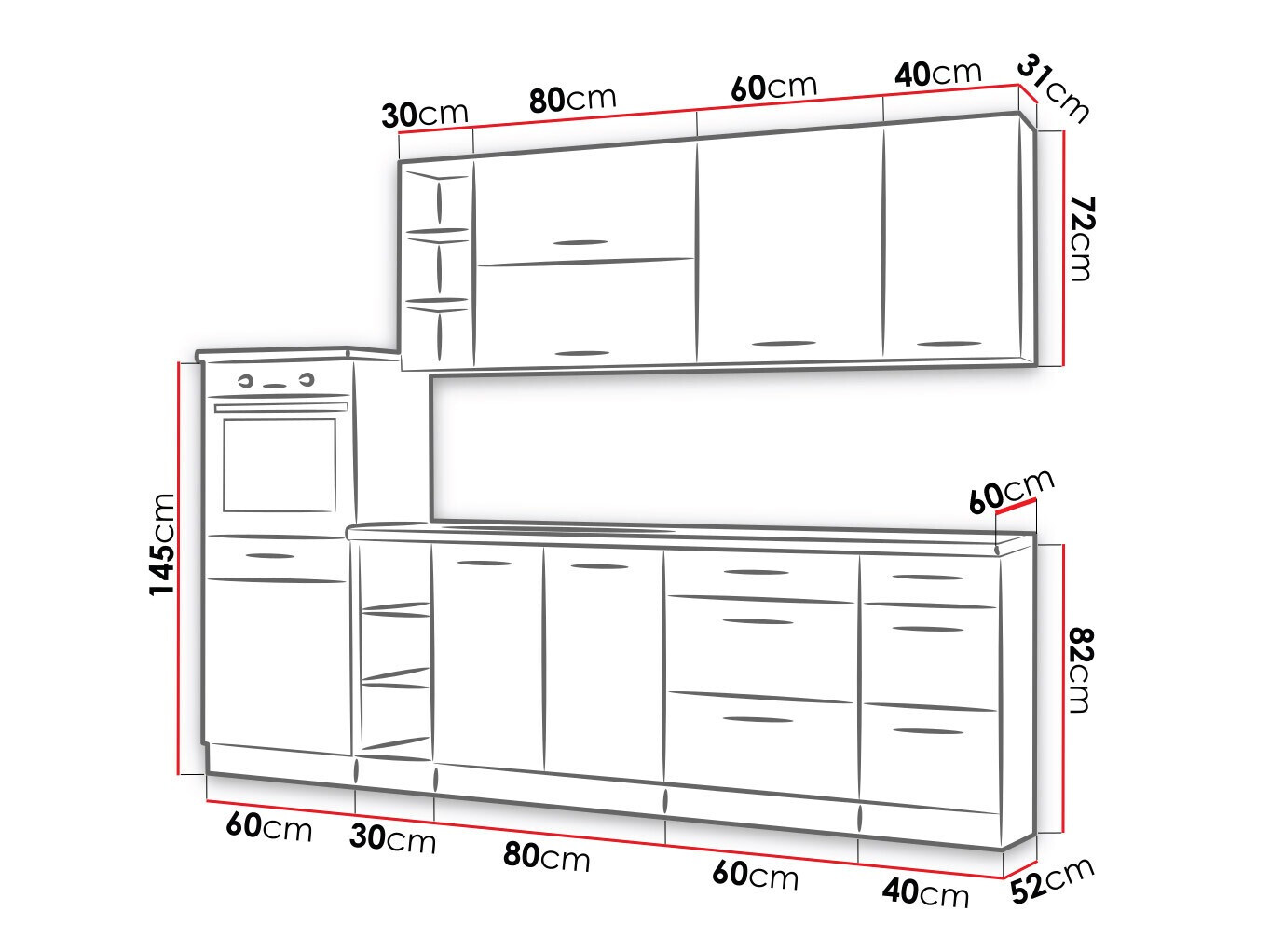 Modularan kuhinjski set Wood Grey 137