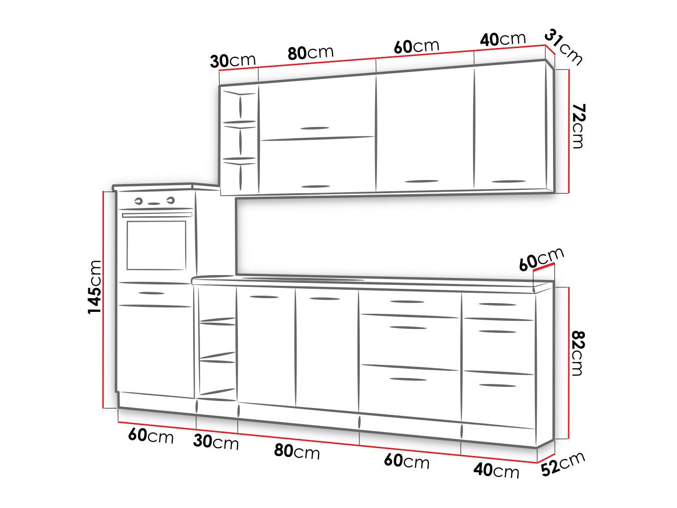 Modularan kuhinjski set Wood Grey 137