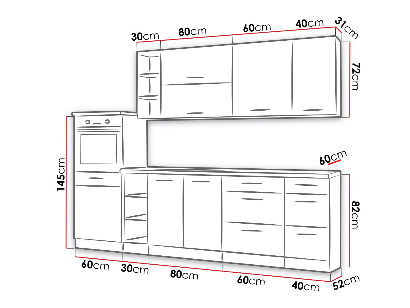 Modularan kuhinjski set Wood Grey 137