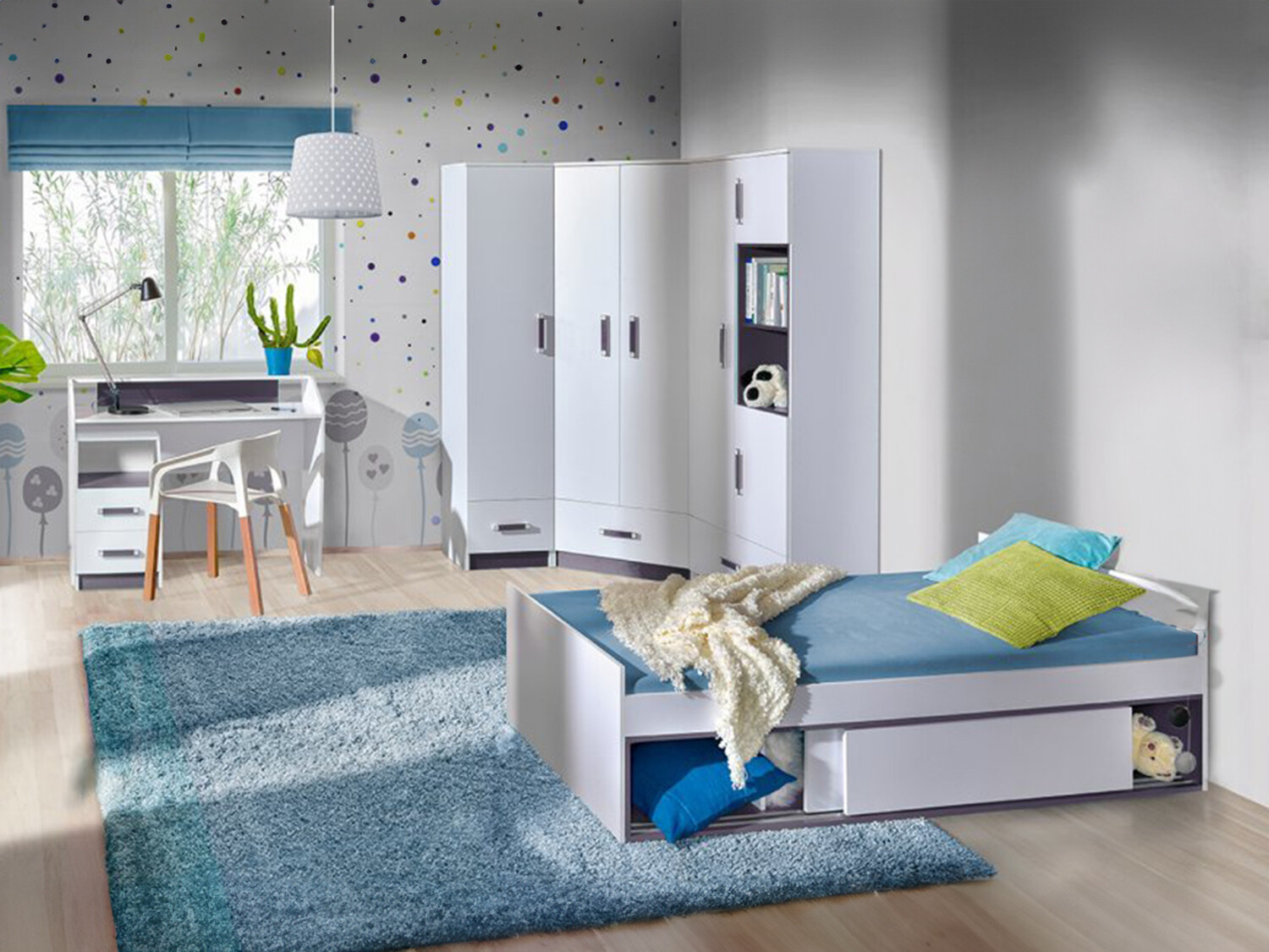Set za dječju sobu Lorlare 120 (Bijela + Siva)