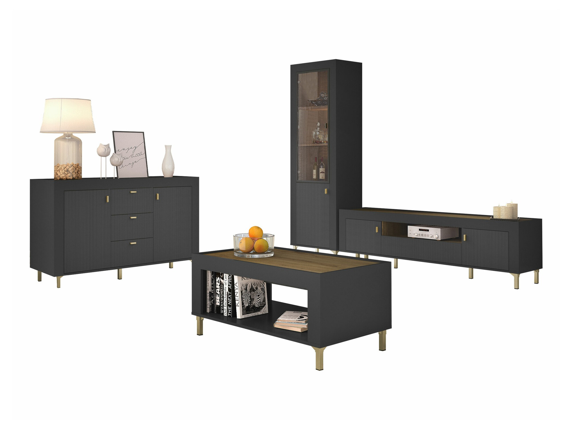 Set za dnevni boravak Mormavu 114 (Mat crna)