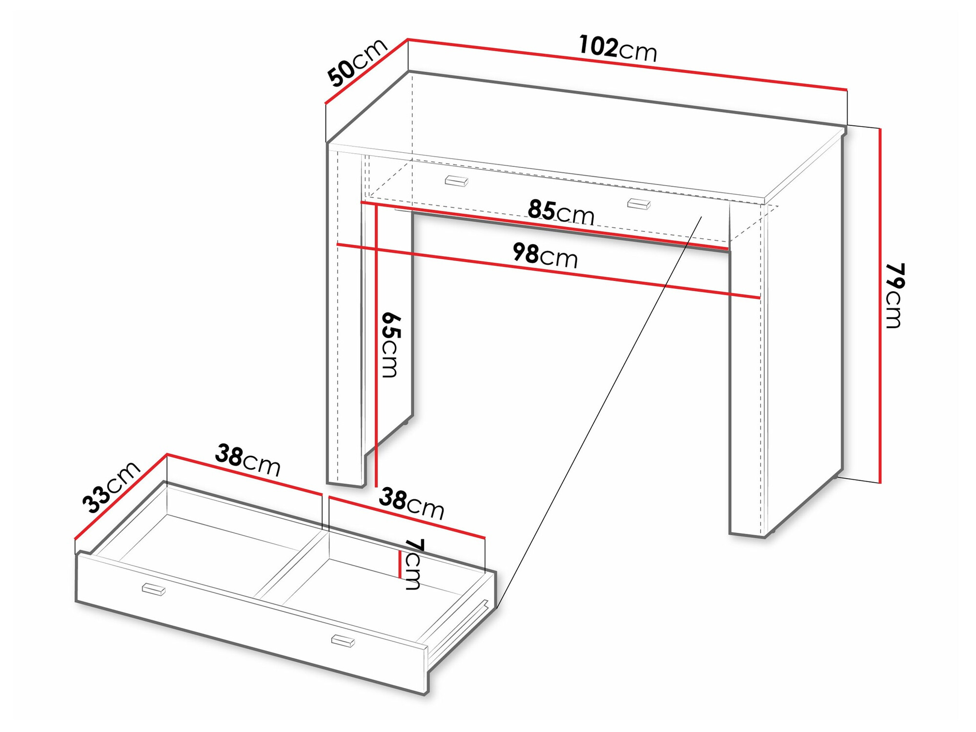 Toaletni stolić Mormavu 108 (Mat bijela)