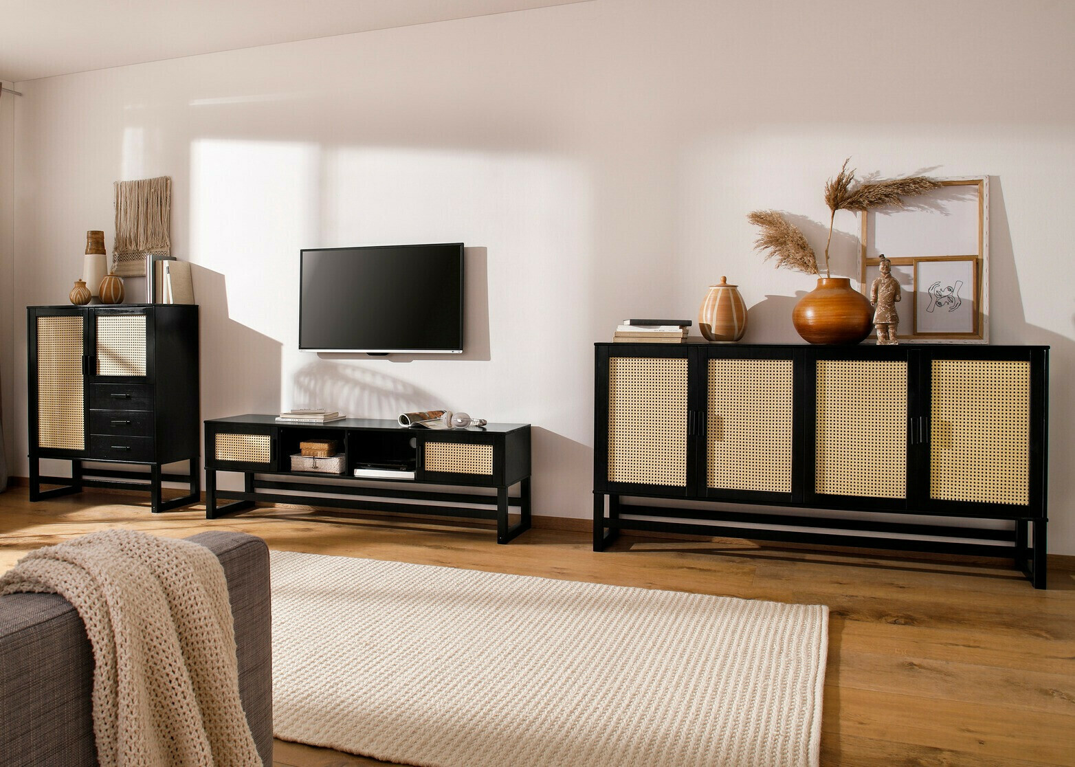 TV stol Nucalu 105 (Crna + Svijetlo smeđa)