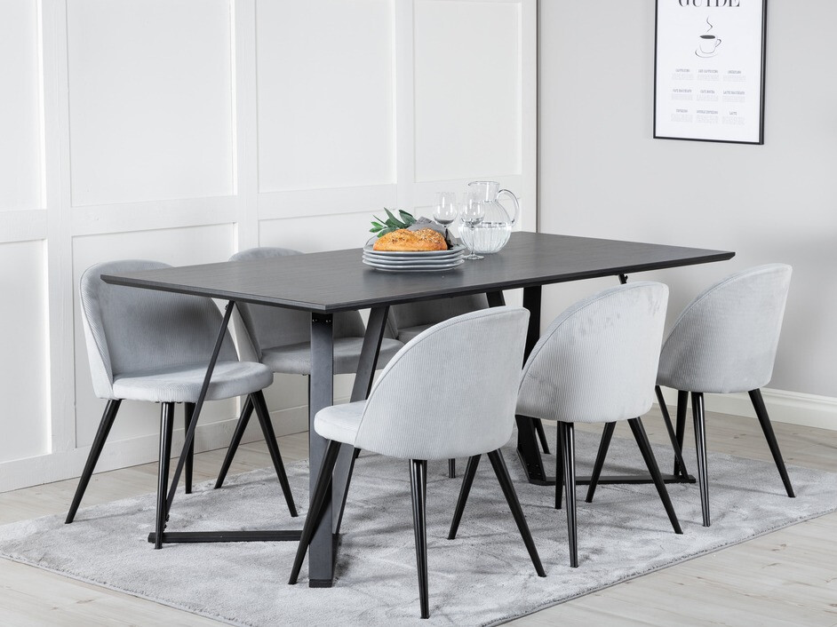 Blagovaonski set Dallas 1962 (Crna + Svijetlo siva)