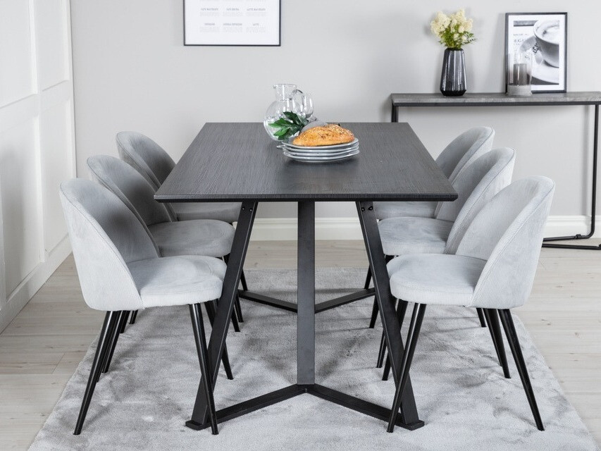 Blagovaonski set Dallas 1962 (Crna + Svijetlo siva)