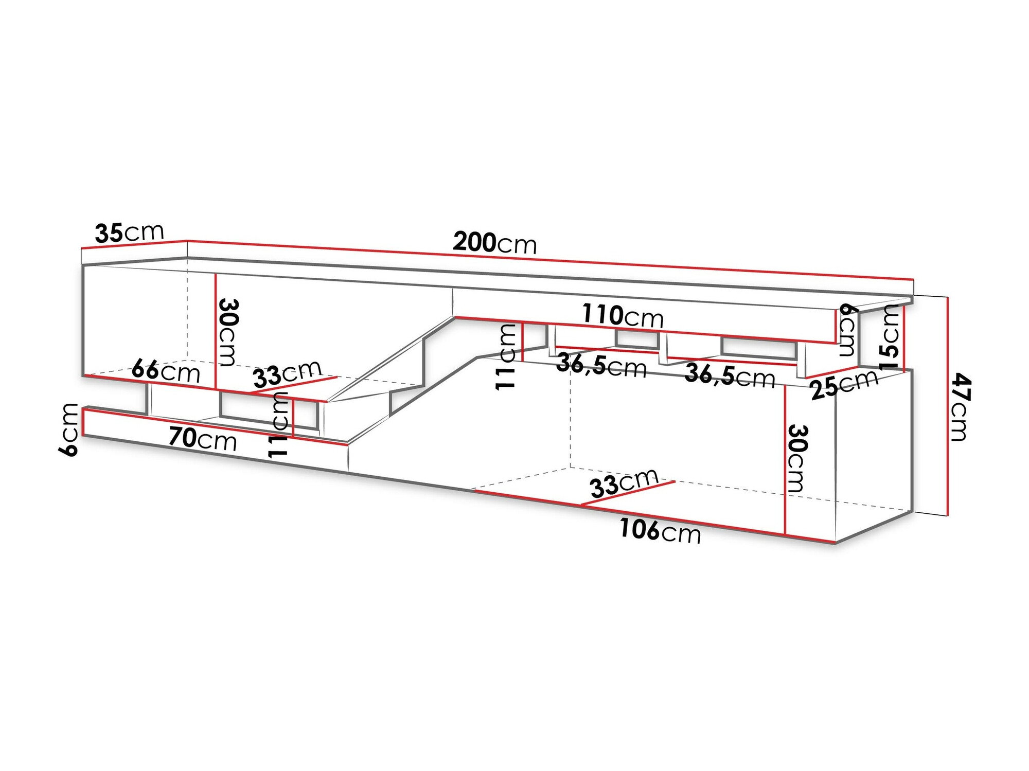 TV stol Comfivo Daldune I (Antracit + Hrast Wotan)