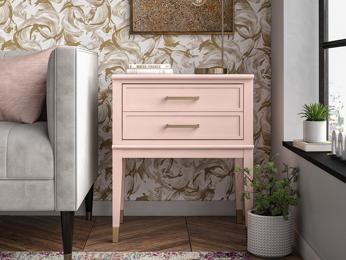 Noćni ormarić CosmoLiving by Cosmopolitan Belromu 104 (Ružičasta)