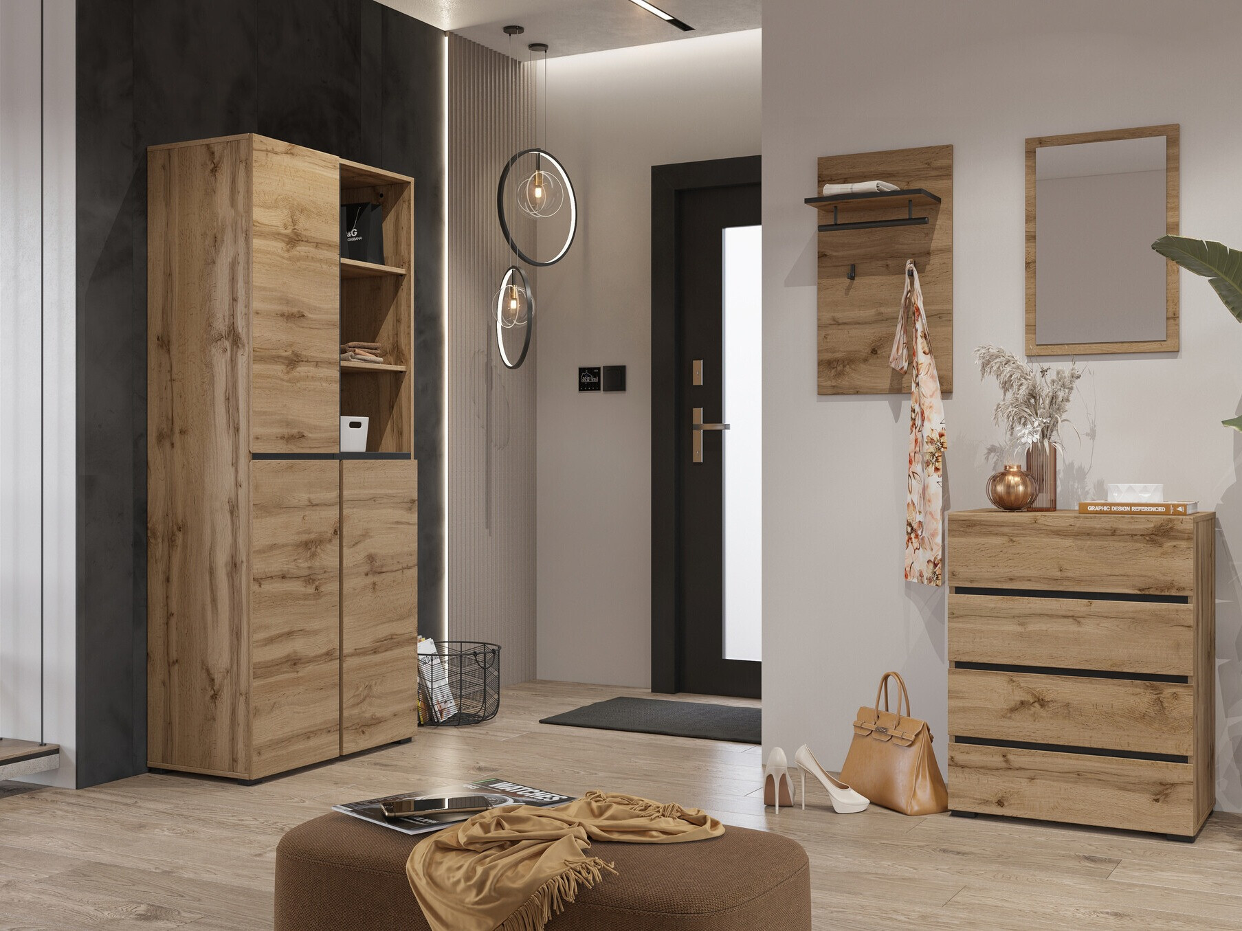 Set za hodnik Alfere 113 (Hrast Wotan)