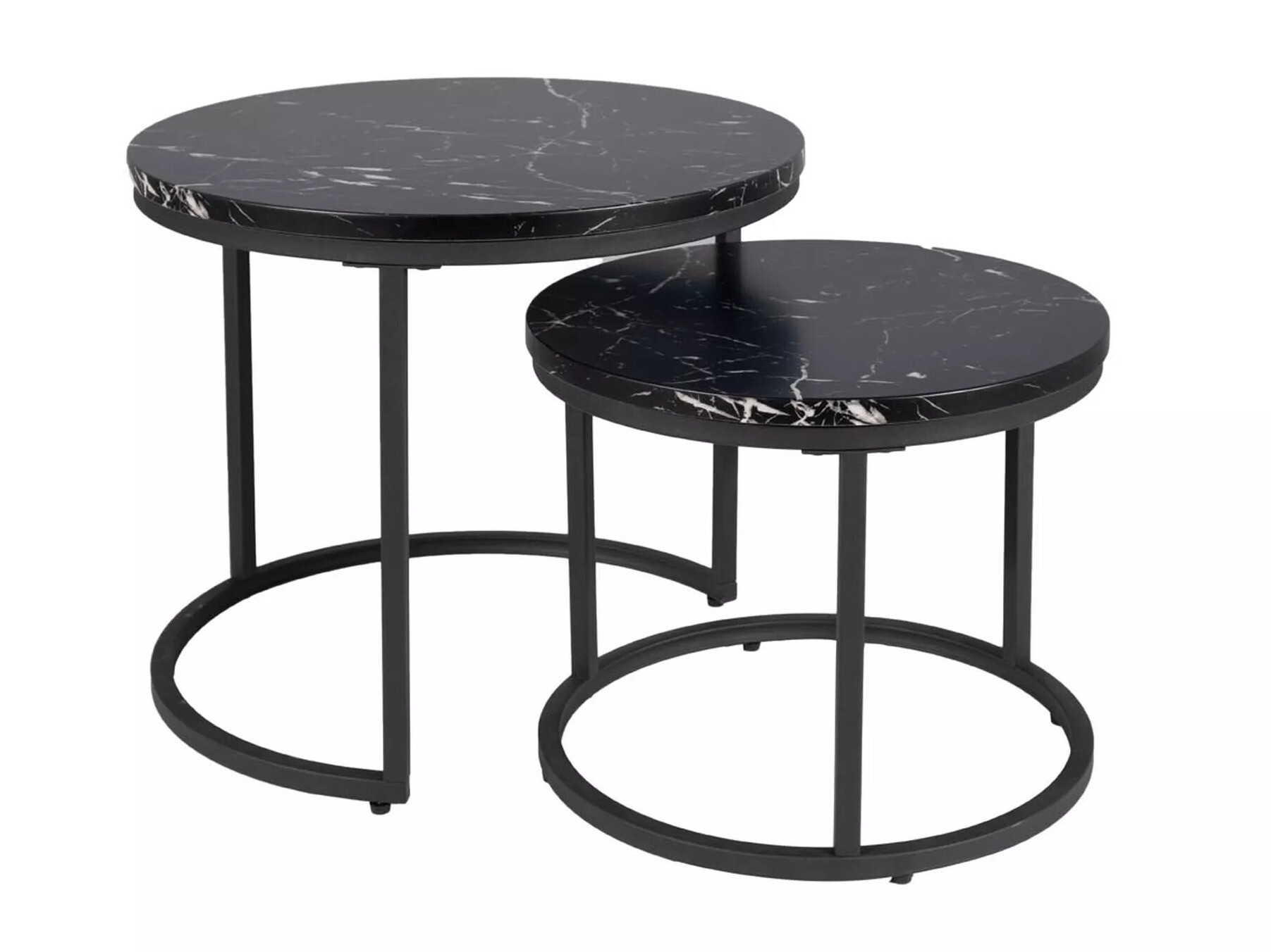 Set stolića za kavu Detroit 486 (Crna + Crni mramor)