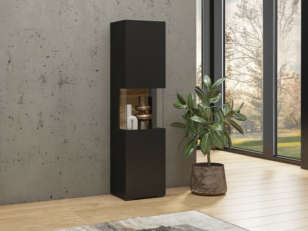 Polica Revmiru 100 (Crna + Hrast Wotan)