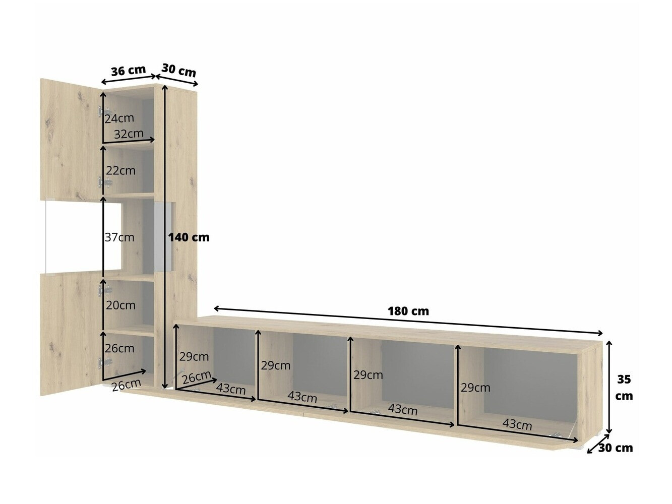 Set za dnevni boravak Revmiru 105 (Bijela + Hrast Wotan)