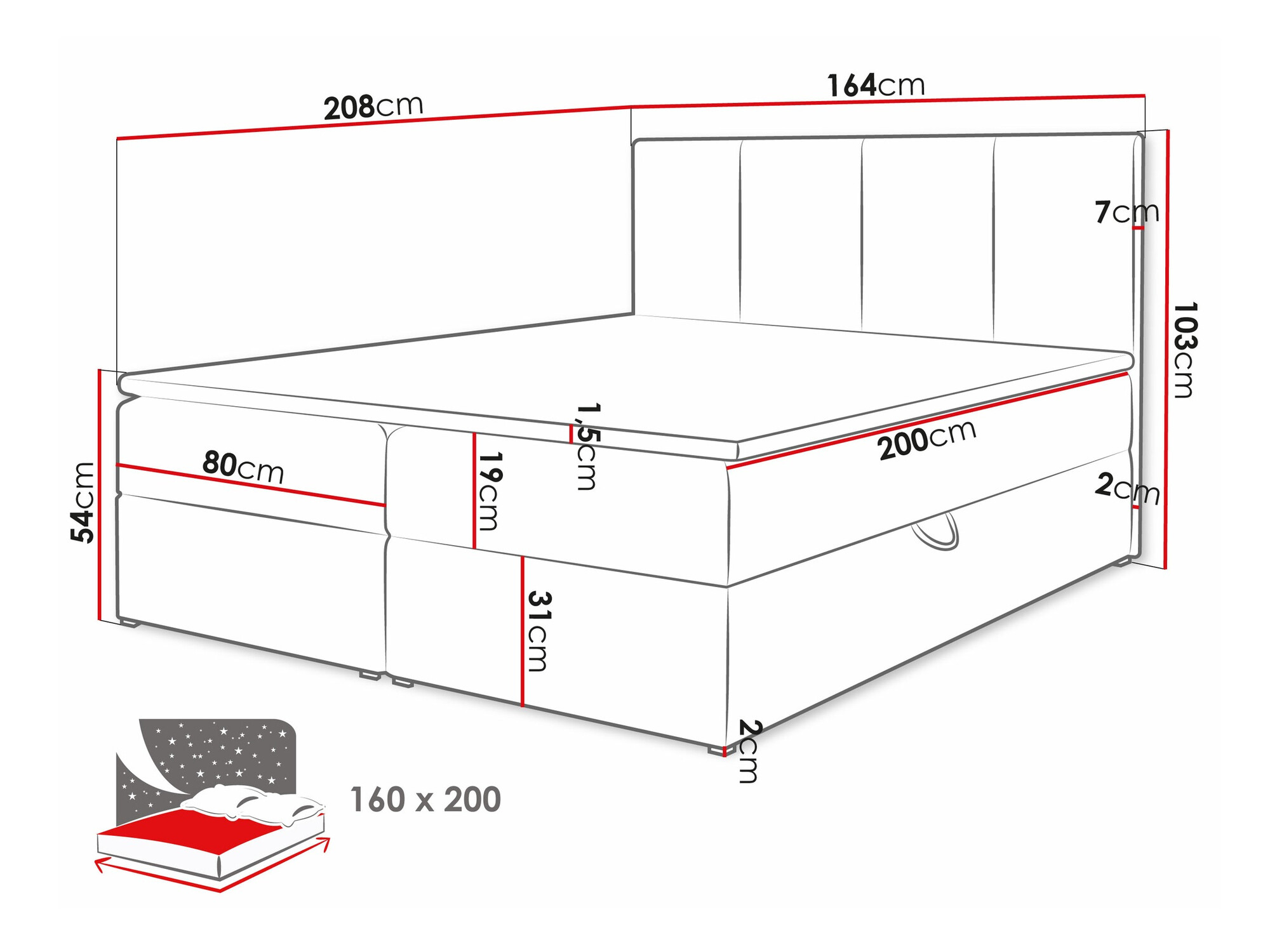 Boxspring krevet Oppidum (Manila 02)