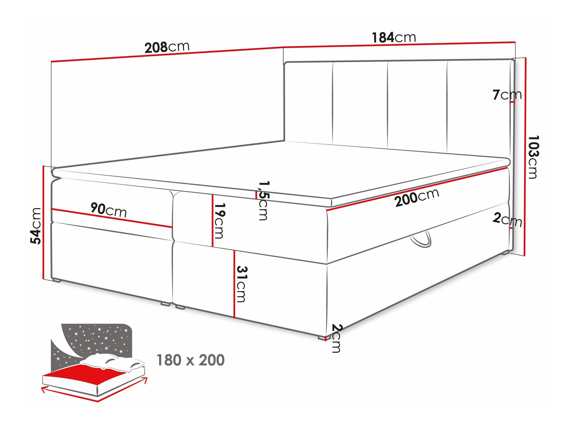 Boxspring krevet Oppidum (Polo 889)