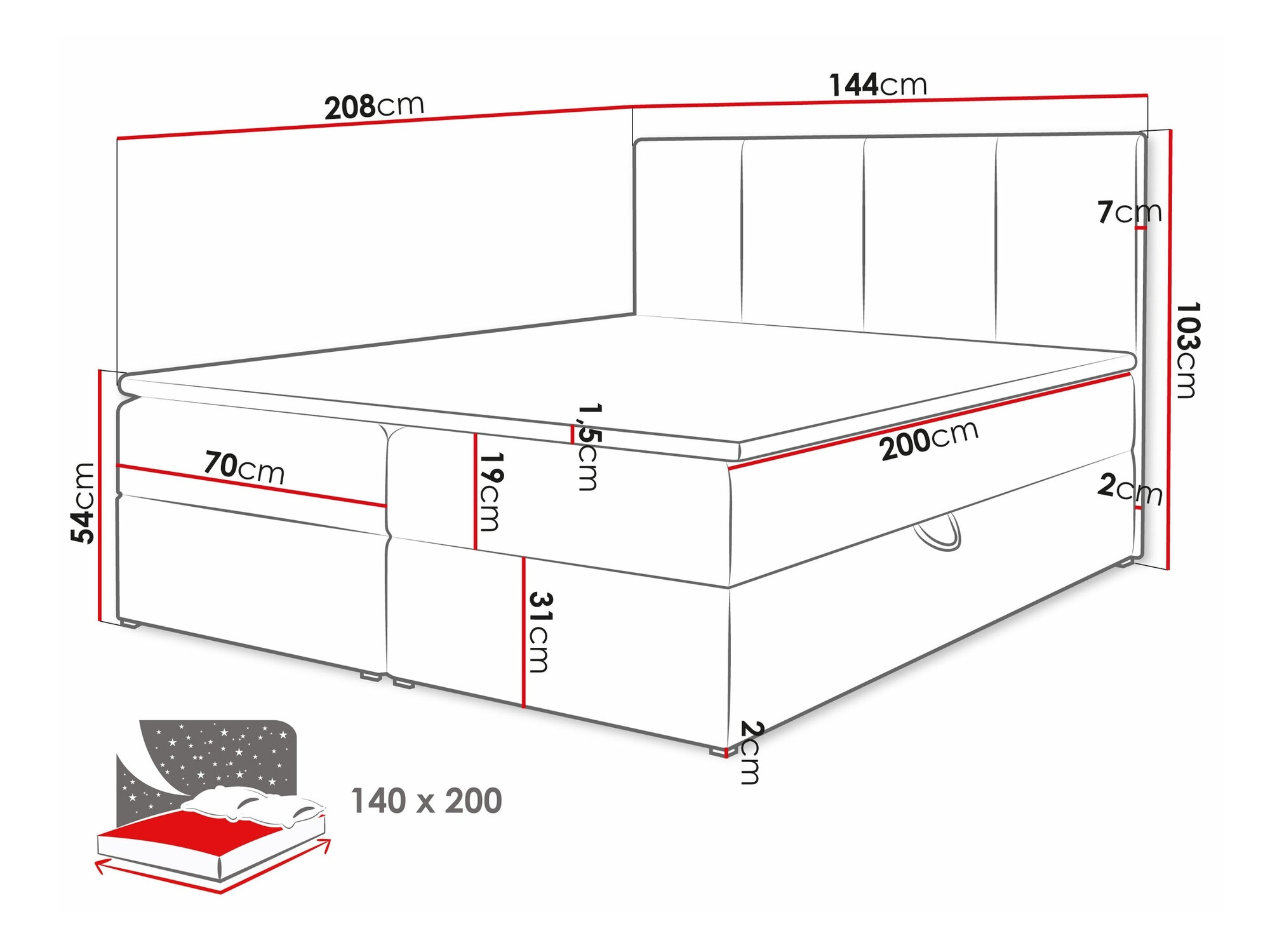 Boxspring krevet Oppidum (Polo 897)