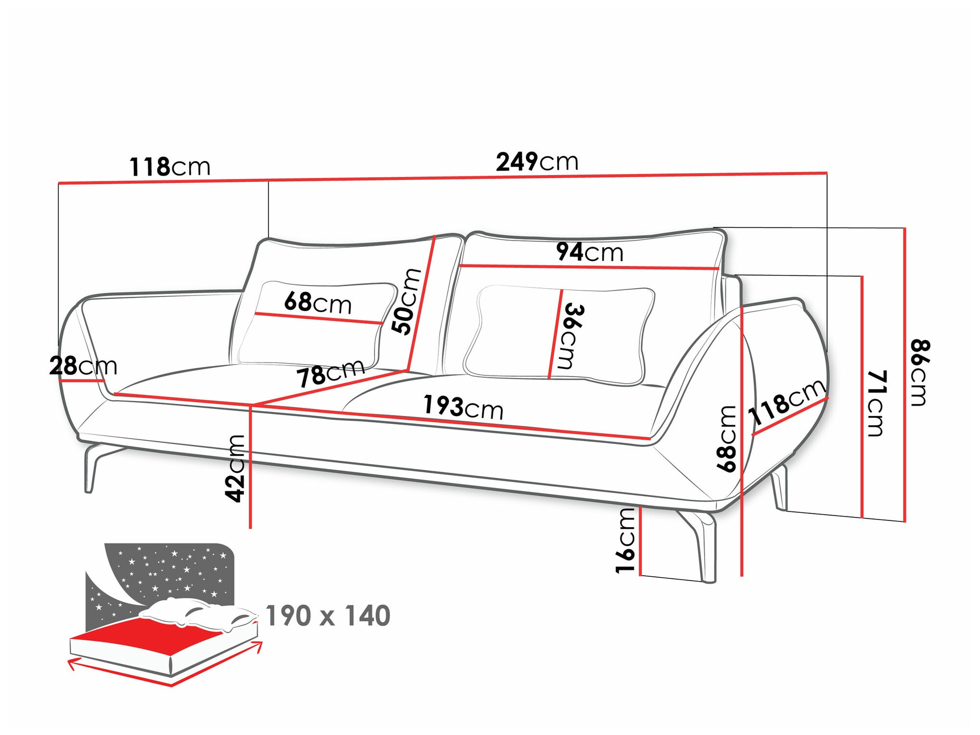 Kauč na razvlačenje Lincoln 197 (Aragon 03)