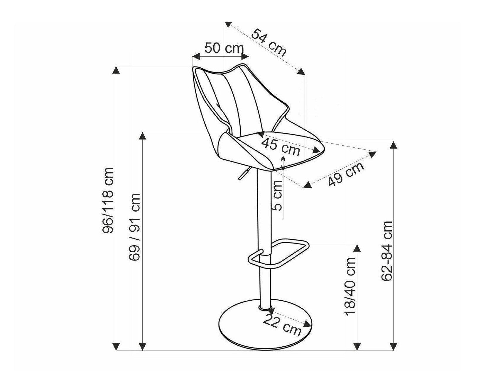 Barska stolica Houston 1843 (Siva)