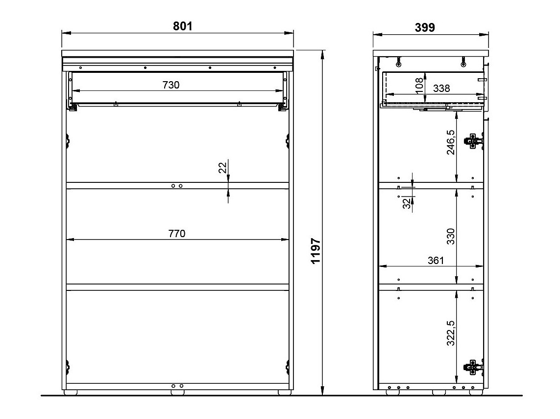 Komoda Vesbeno 101 (Grafit)