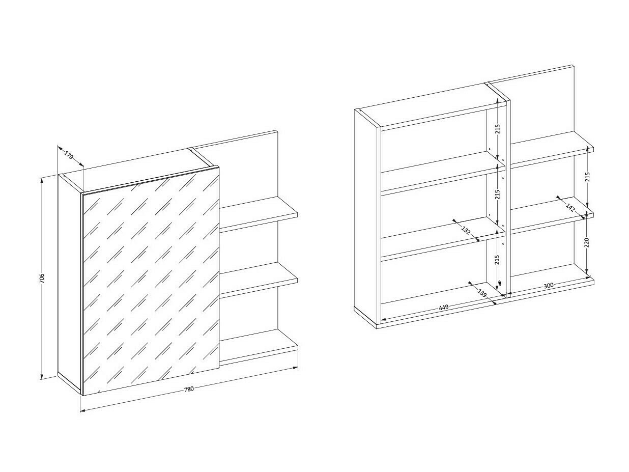 Kupaonski ormarić s ogledalom Tecavu 102 (Sjajno bijela + Bijela)