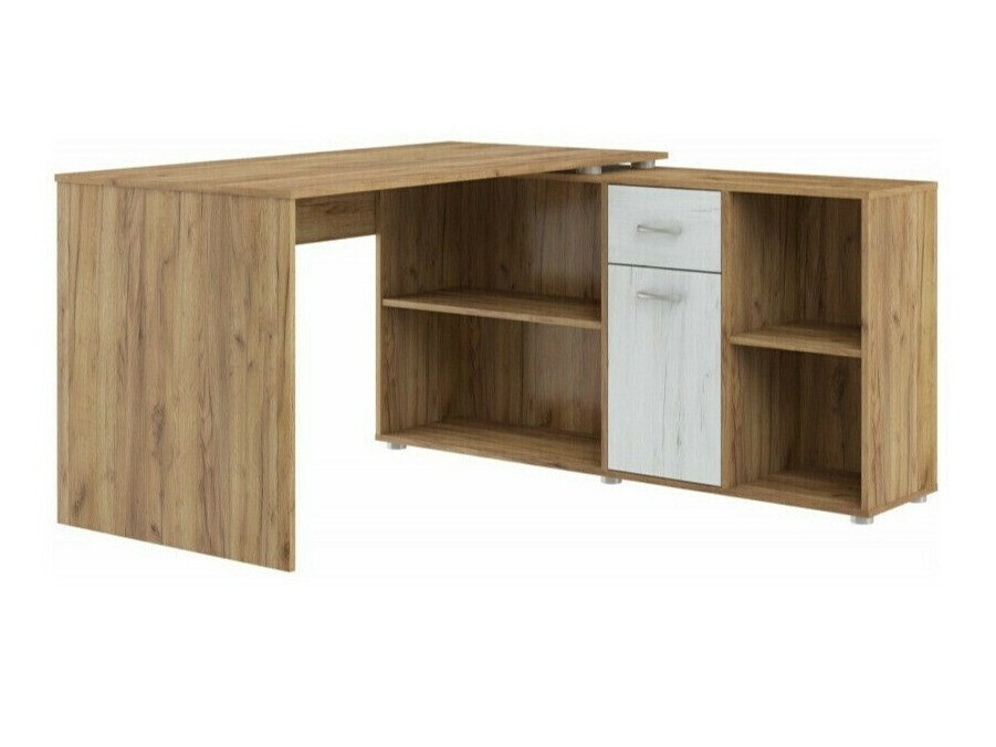 Kutni uredski stol Gilroy 113 (Craft hrast + Bijela Craft)