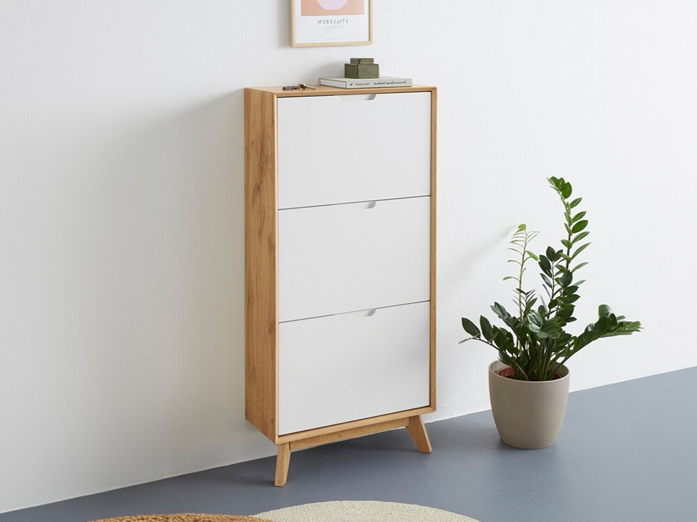 Ormarić za cipele Dorvou 104 (Bijela + Hrast)