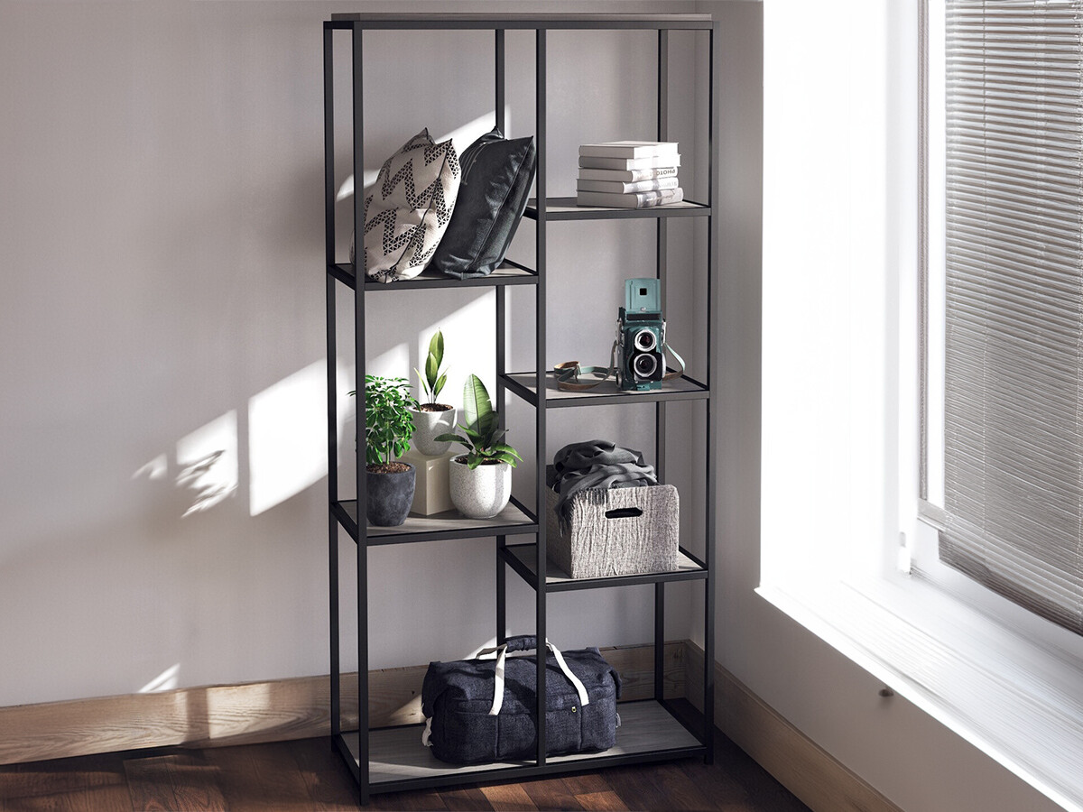 Polica Tulsa 558 (Sivi hrast + Crna)