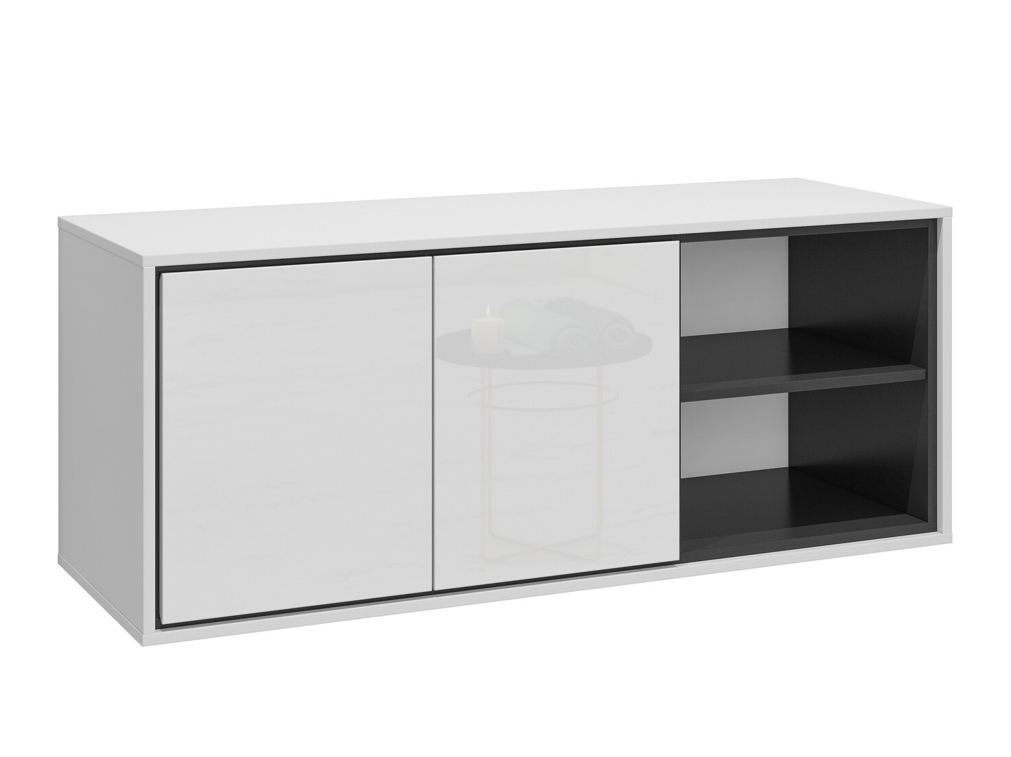 Zidni ormarić Tecavu 104 (Sjajno bijela + Bijela)