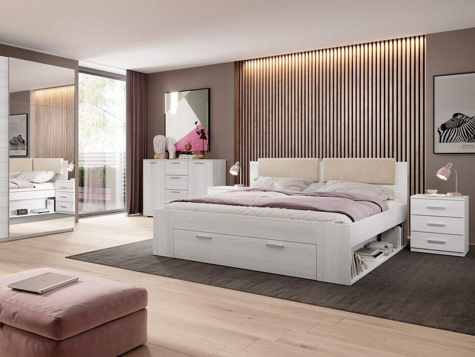 Noćni ormarić Levruvu 107 (Izbijeljeni jasen)