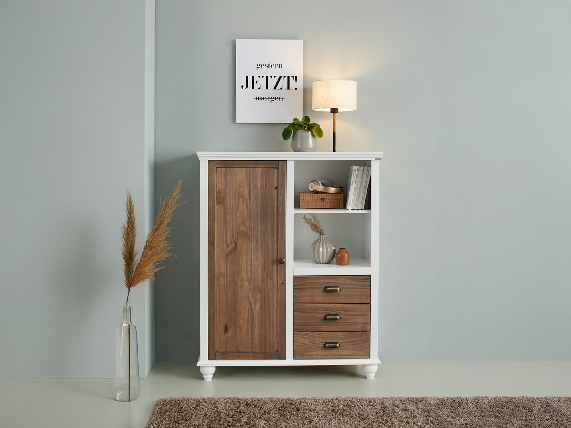 Komoda Tivmeri 103 (Bijela + Smeđa)