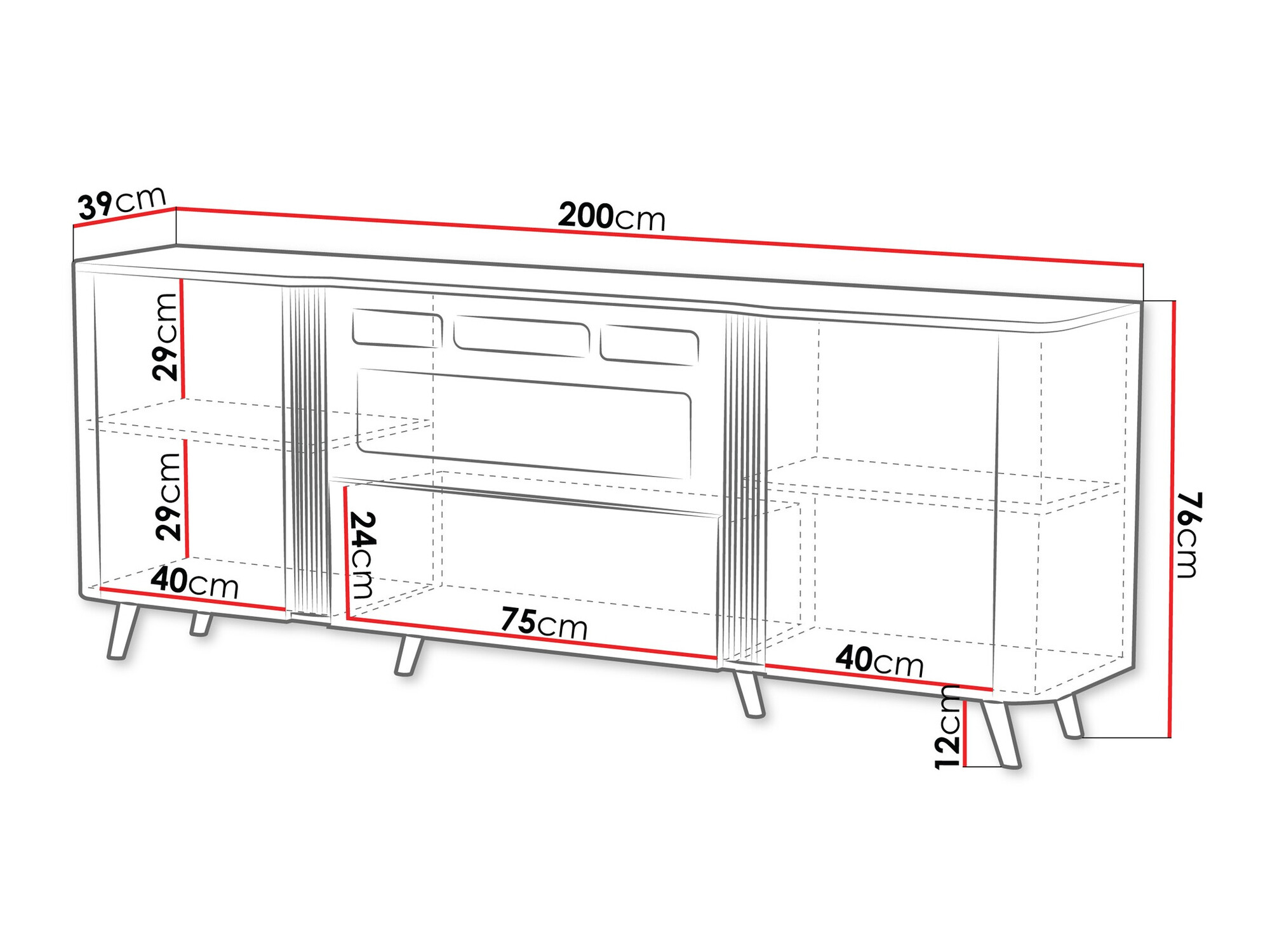 Ormarić Charlotte 202 (Crna + Orah)