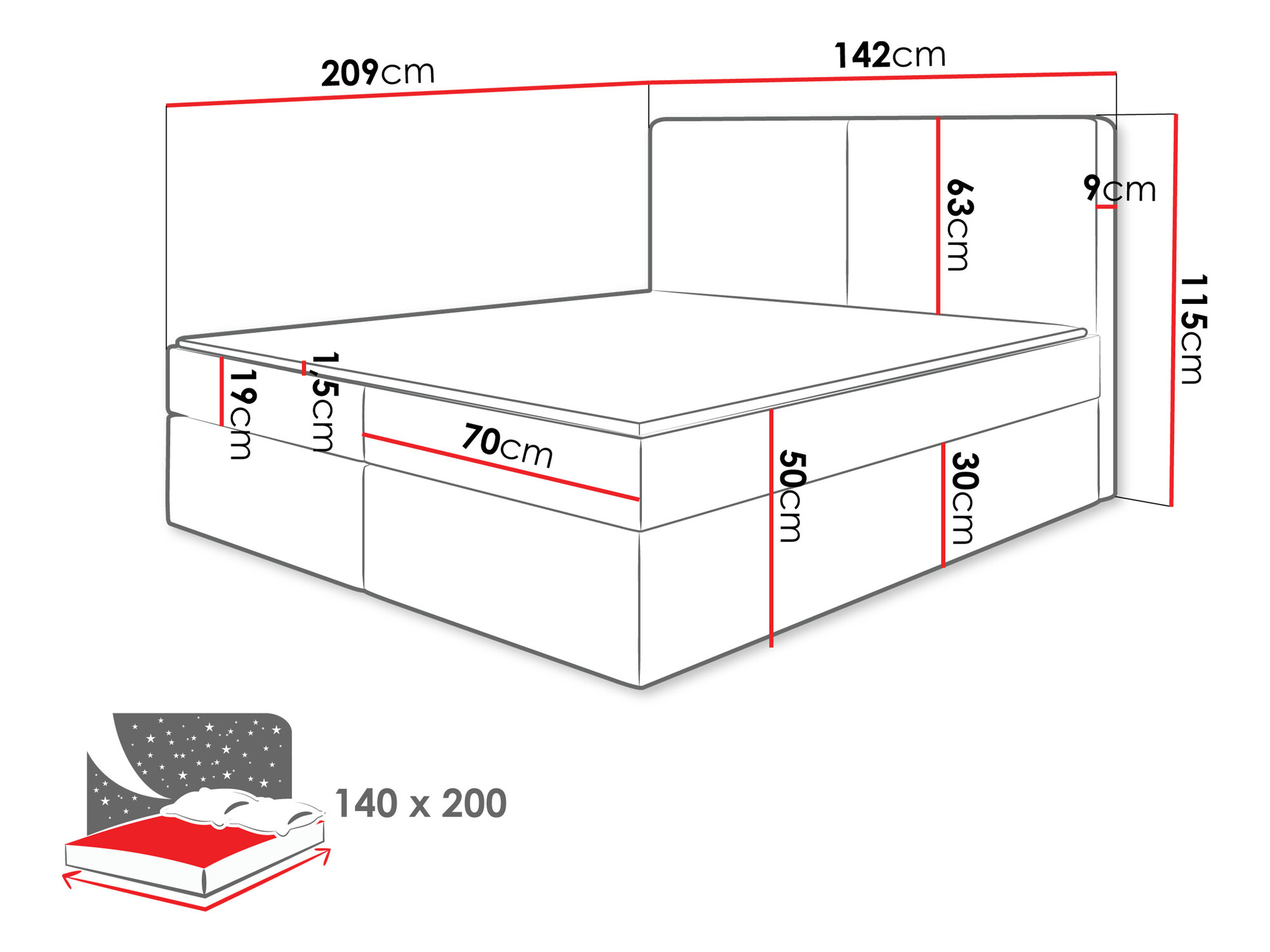 Boxspring krevet Zanesville 100 (Manila 18)