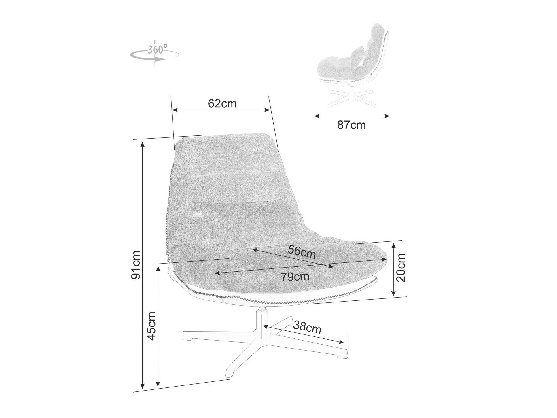 Fotelja Detroit 508 (Tamno siva)