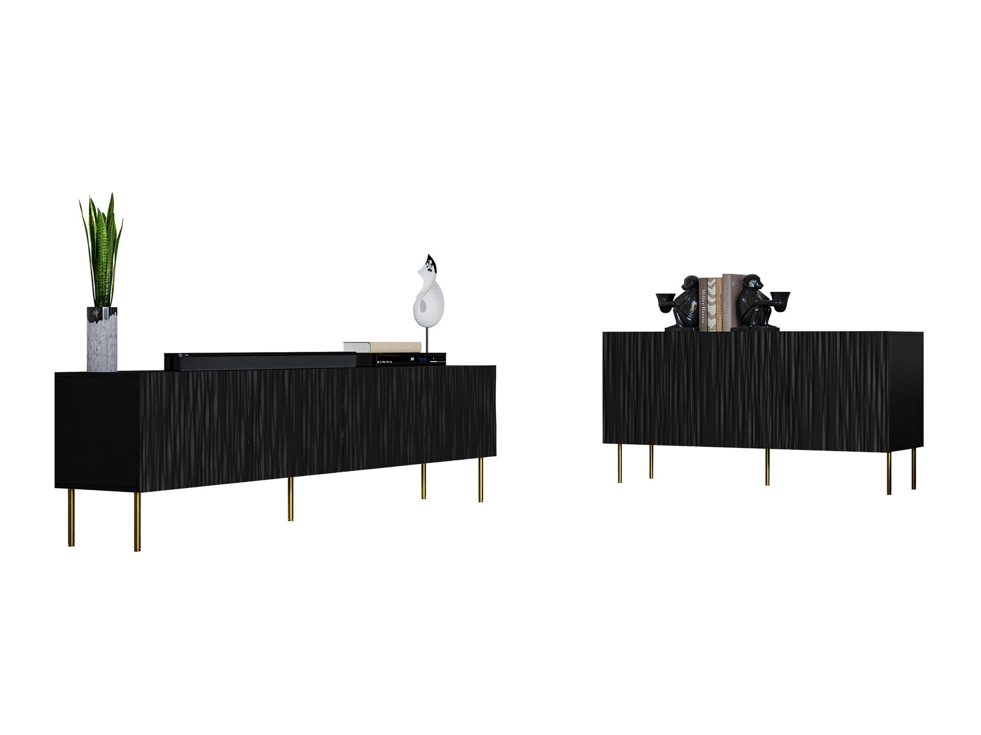 Set za dnevni boravak Lorelbo 104 (Crna + Zlatna)