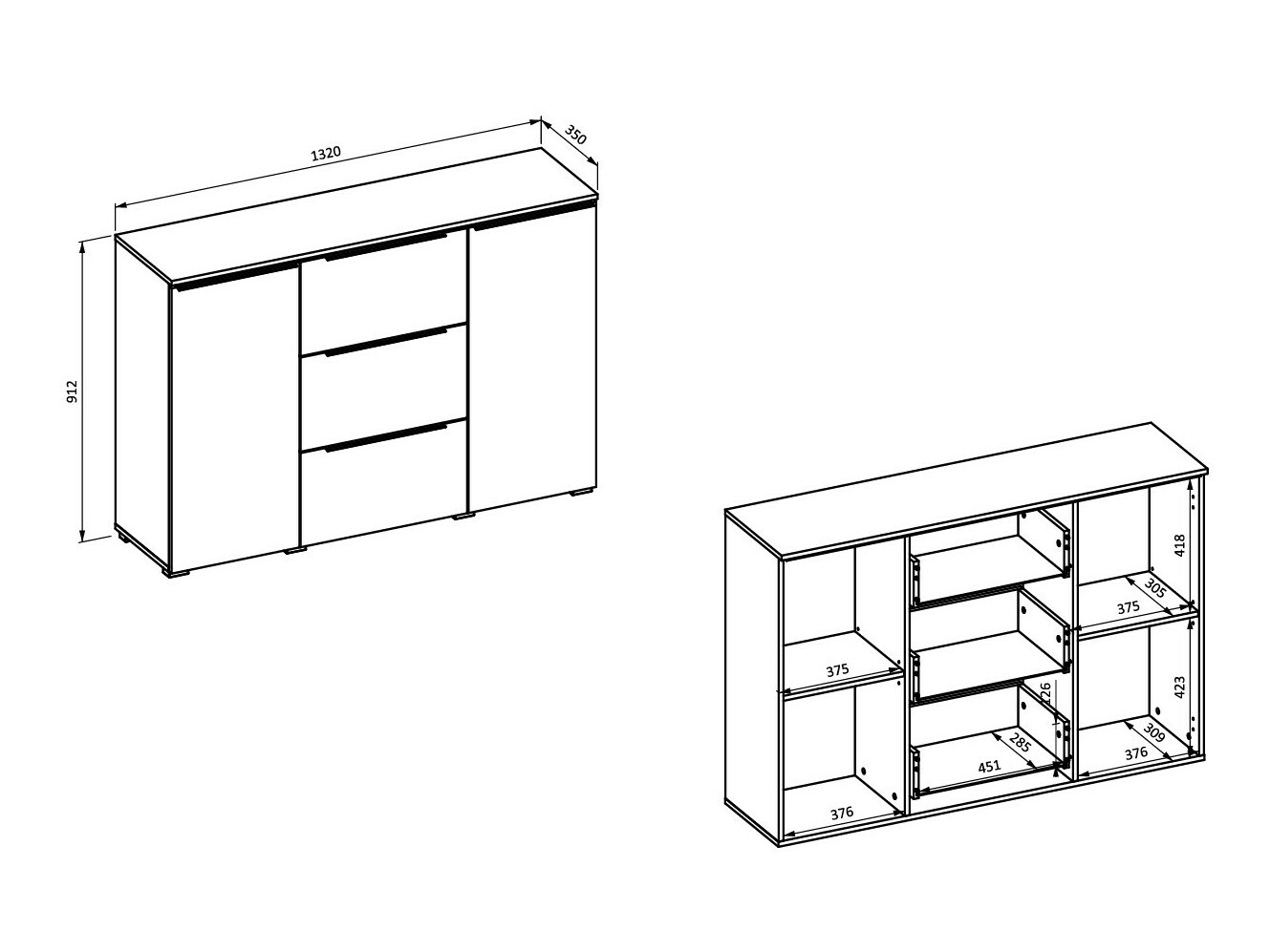 Komoda Austin 364 (Hrast Wotan)